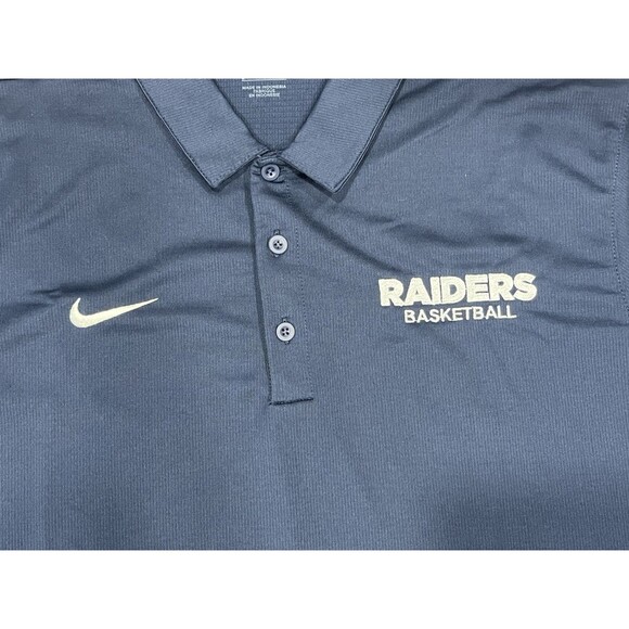 Nike Drifit Polo Short Sleeve Navy Blue Size L Raiders Basketball - Picture 3 of 5